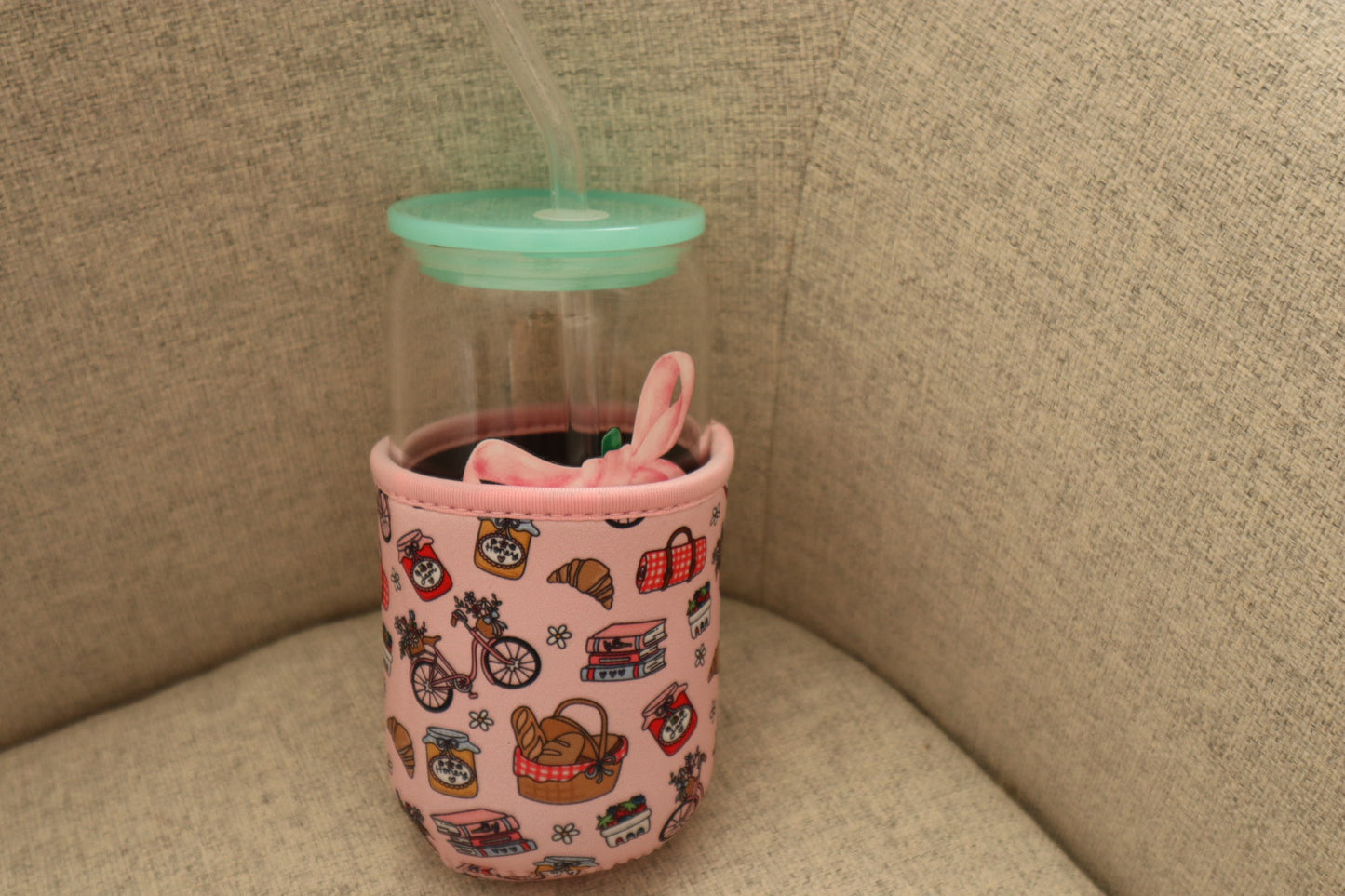 Étui à verre 16 oz « vélo & croissant »