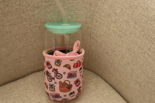 Étui à verre 16 oz «  vélo & croissant »