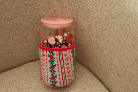 Étui à verre 16 oz « fleurs et boucles »