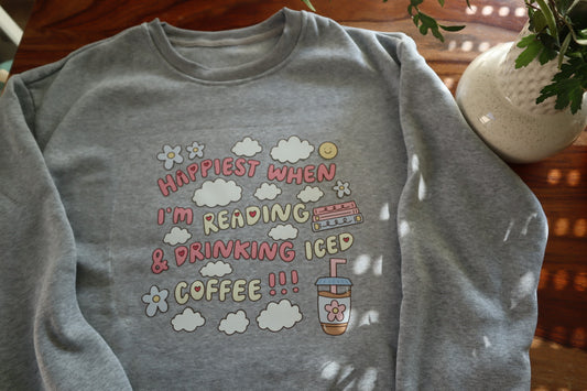 Sweat-shirt « reading& drinking coffee »